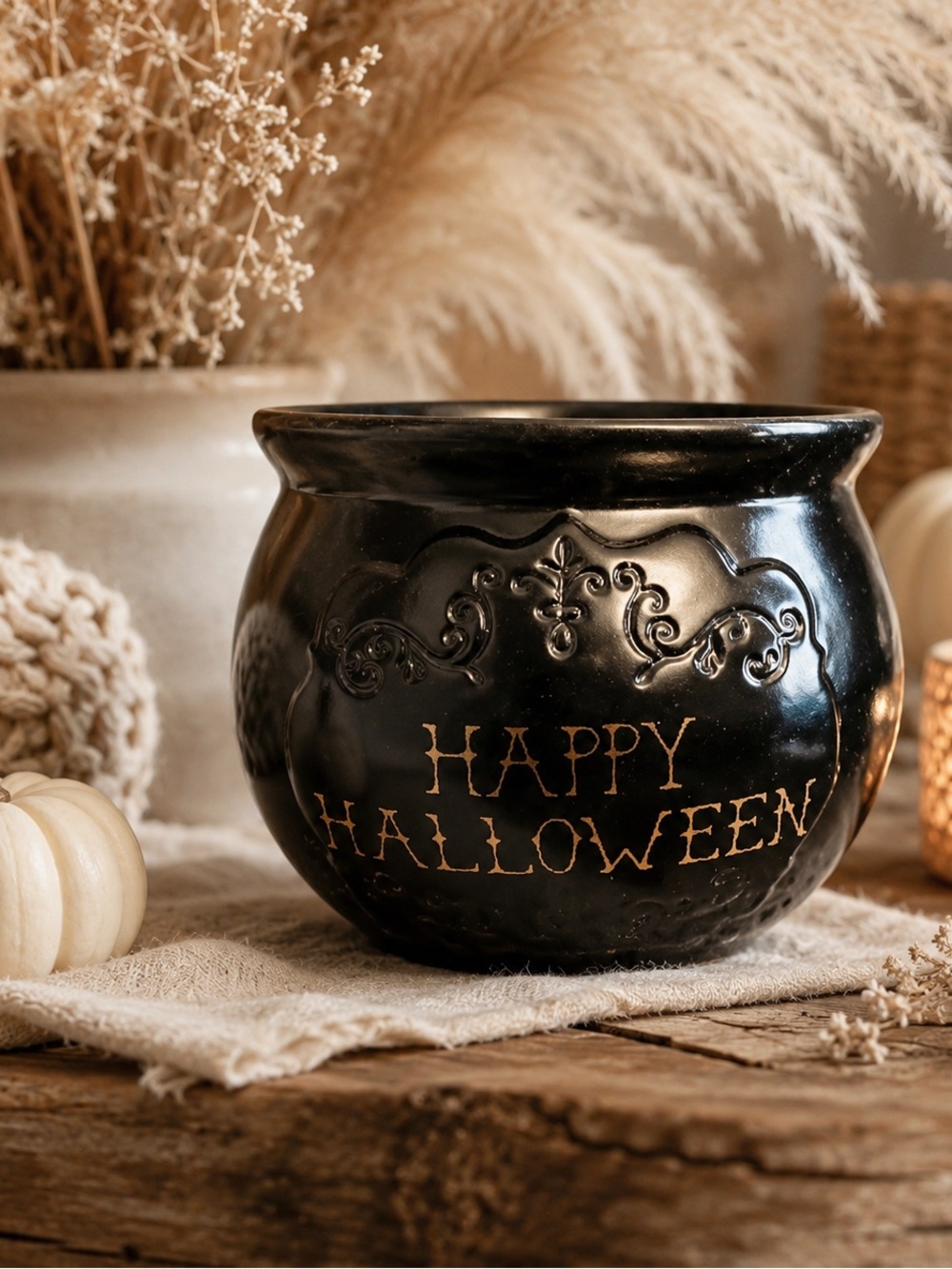 Magenta Ceramic‎ Happy Halloween Cauldron